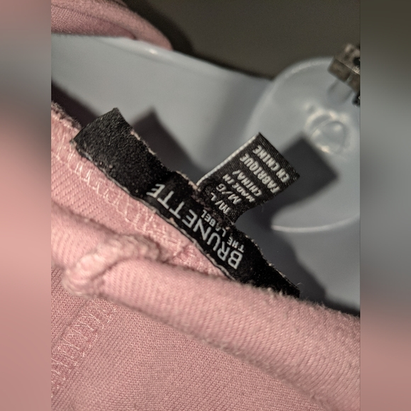 Brunette The Label Peach Pink Velour Pullover Drawstring Hoodie Sweatshirt Logo - Picture 4 of 5